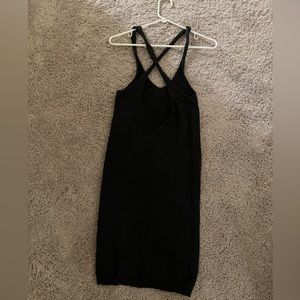 Free People Knitted Coverup Dress Cross Back Small Black
